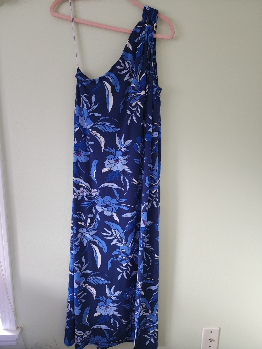 NWT Tommy Bahama Blue Floral One-Shoulder Maxi Dress
